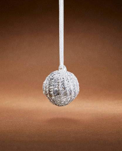 GLITTERY GLASS CHRISTMAS BAUBLE DECORATION