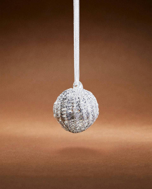 GLITTERY GLASS CHRISTMAS BAUBLE DECORATION