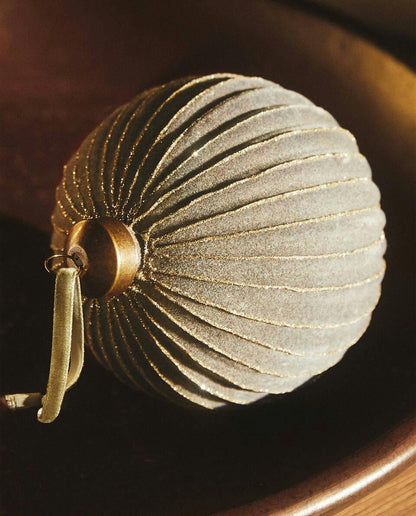 VELVET CHRISTMAS BAUBLE DECORATION WITH STRIPES