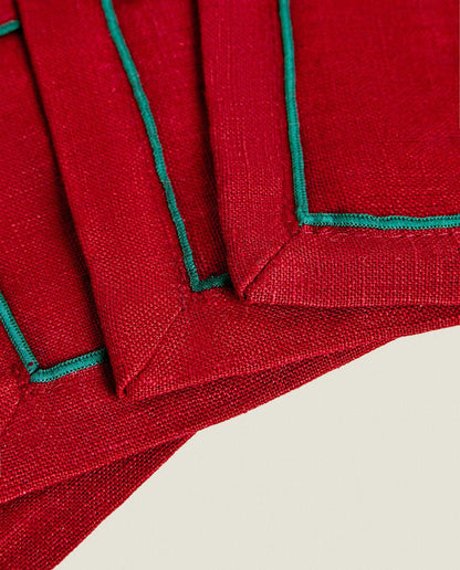 PACK OF LINEN CHRISTMAS COASTERS (PACK OF 2)