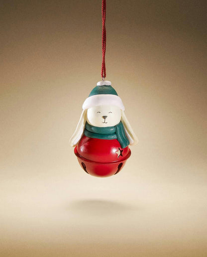BUNNY-SHAPED CHRISTMAS DECORATION WITH SLEIGH BELL