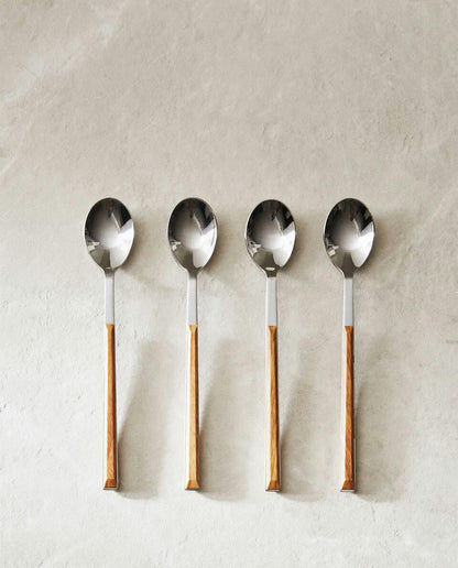 4-TEASPOON BOX WITH WOOD-EFFECT HANDLE