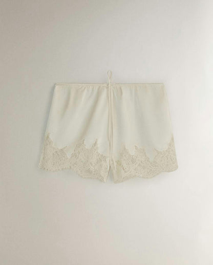 SATIN SHORTS WITH BLONDE LACE