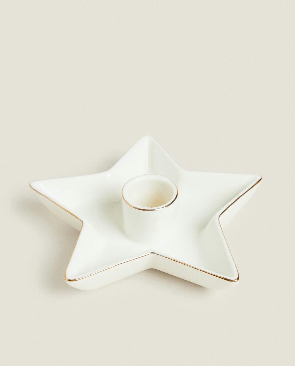 LARGE CHRISTMAS STAR CANDLESTICK WITH RIM