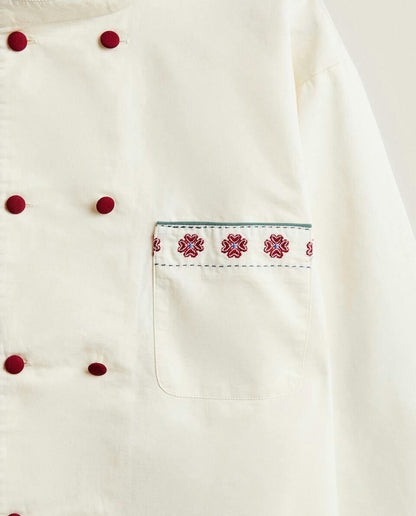 ADULT CHRISTMAS COTTON AND LINEN CHEF JACKET