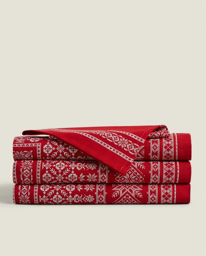 CHRISTMAS COTTON TABLECLOTH WITH BORDER