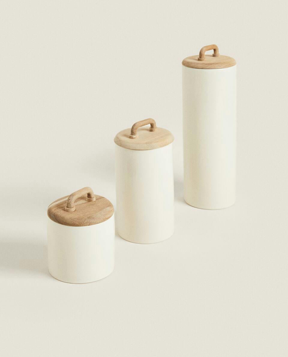 CERAMIC AND WOOD JAR