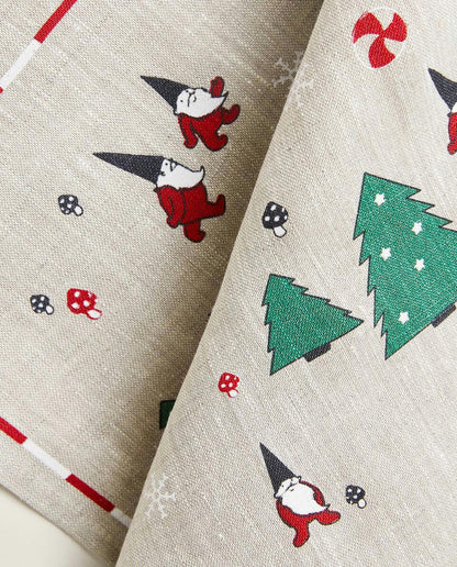 LINEN TEA TOWEL WITH CHRISTMAS TREES