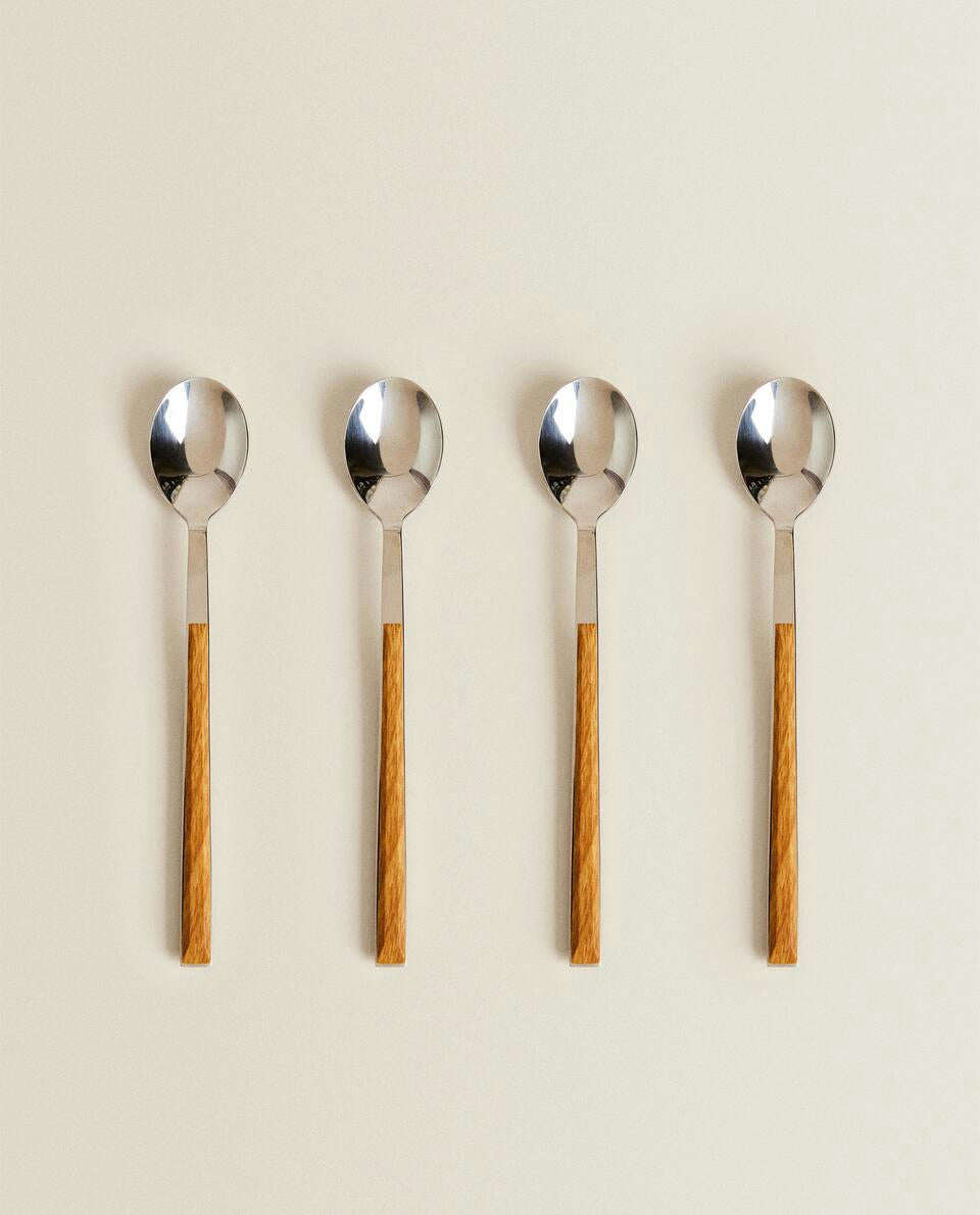 4-TEASPOON BOX WITH WOOD-EFFECT HANDLE