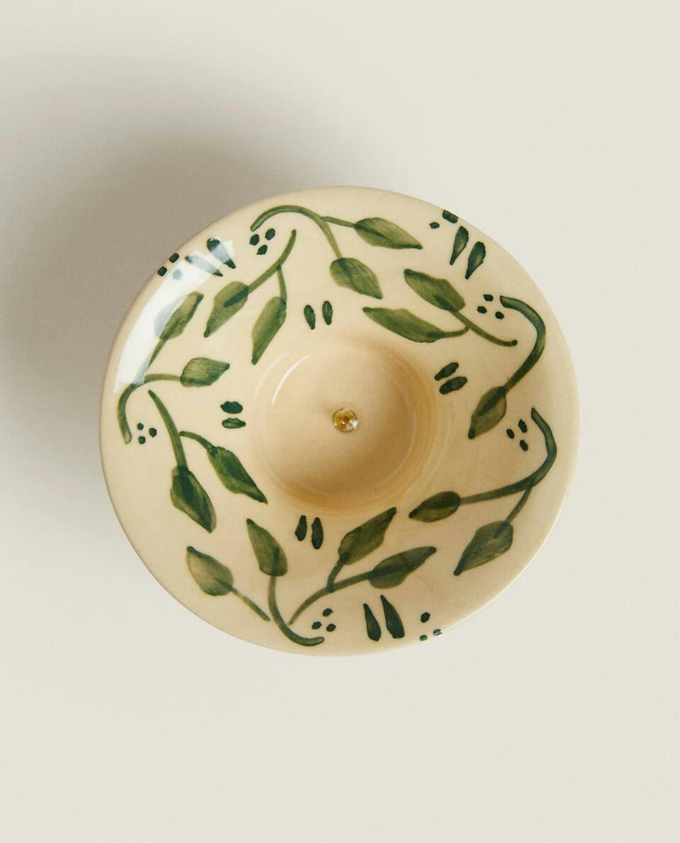 PAINTED CERAMIC CHRISTMAS CANDLESTICK HOLDER