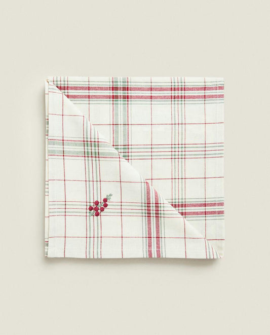 PACK OF CHECK NAPKINS WITH CHRISTMAS STRIPES (PACK OF 2)
