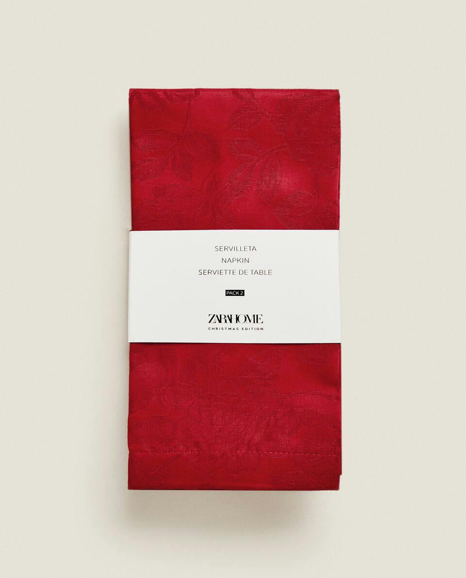 PACK OF CHRISTMAS FLORAL JACQUARD NAPKINS (PACK OF 2)