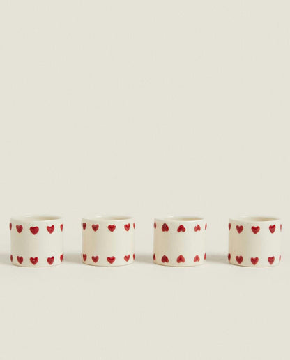 PACK OF CHRISTMAS CERAMIC HEARTS NAPKIN RINGS (PACK OF 4)