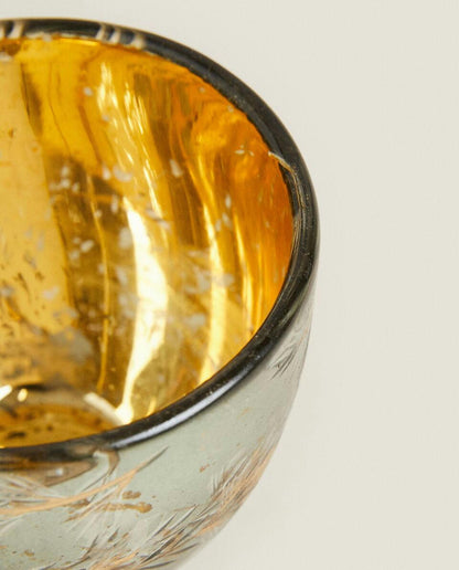 SMALL CHRISTMAS MERCURISED GLASS TEALIGHT HOLDER