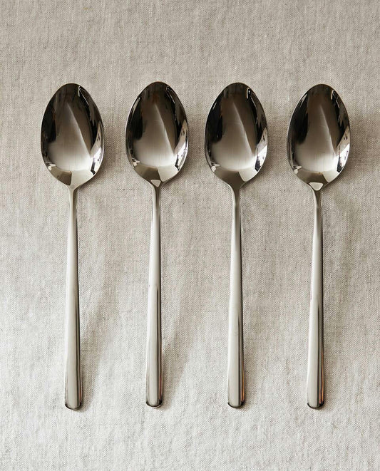 BOX OF 4 SHINY STEEL SPOONS