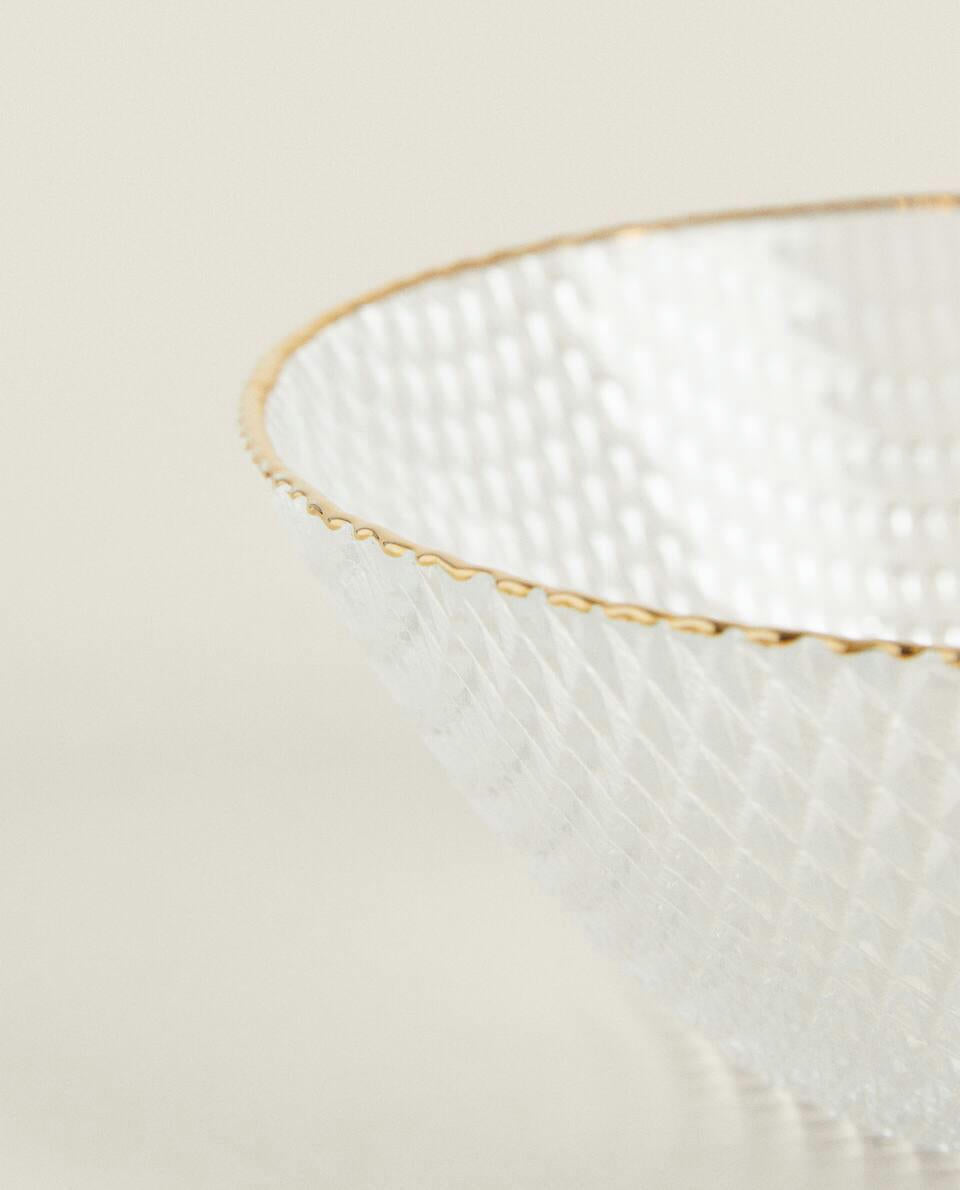 GLASS BOWL WITH RAISED DETAIL