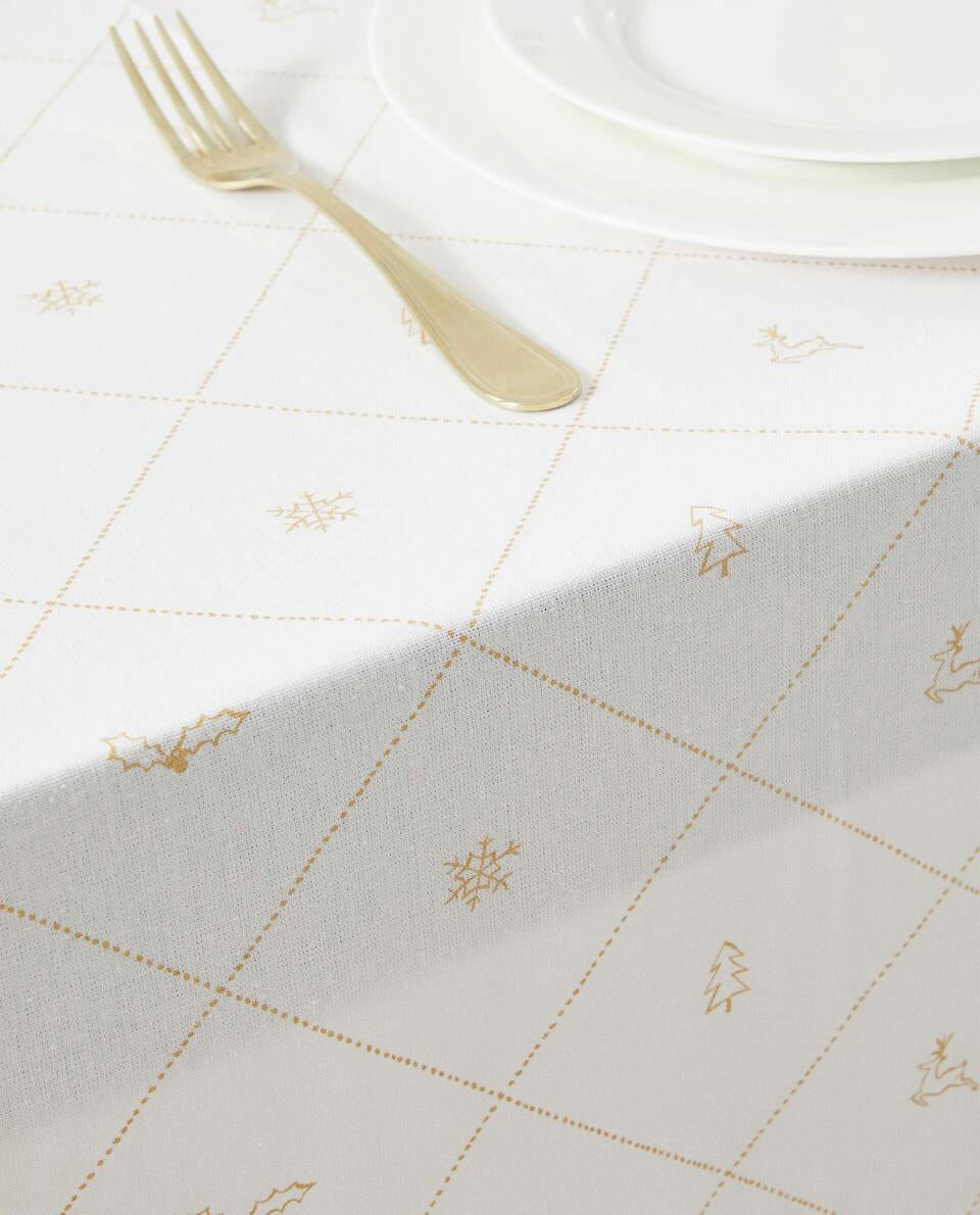 CHRISTMAS SNOW COTTON TABLECLOTH