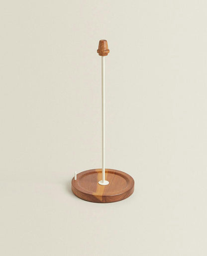 IRON AND WOOD KITCHEN ROLL HOLDER