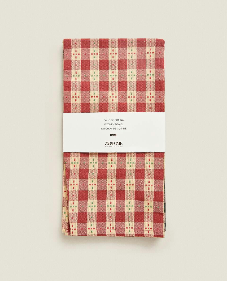 PACK OF CHECK CHRISTMAS TEA TOWELS (PACK OF 2)