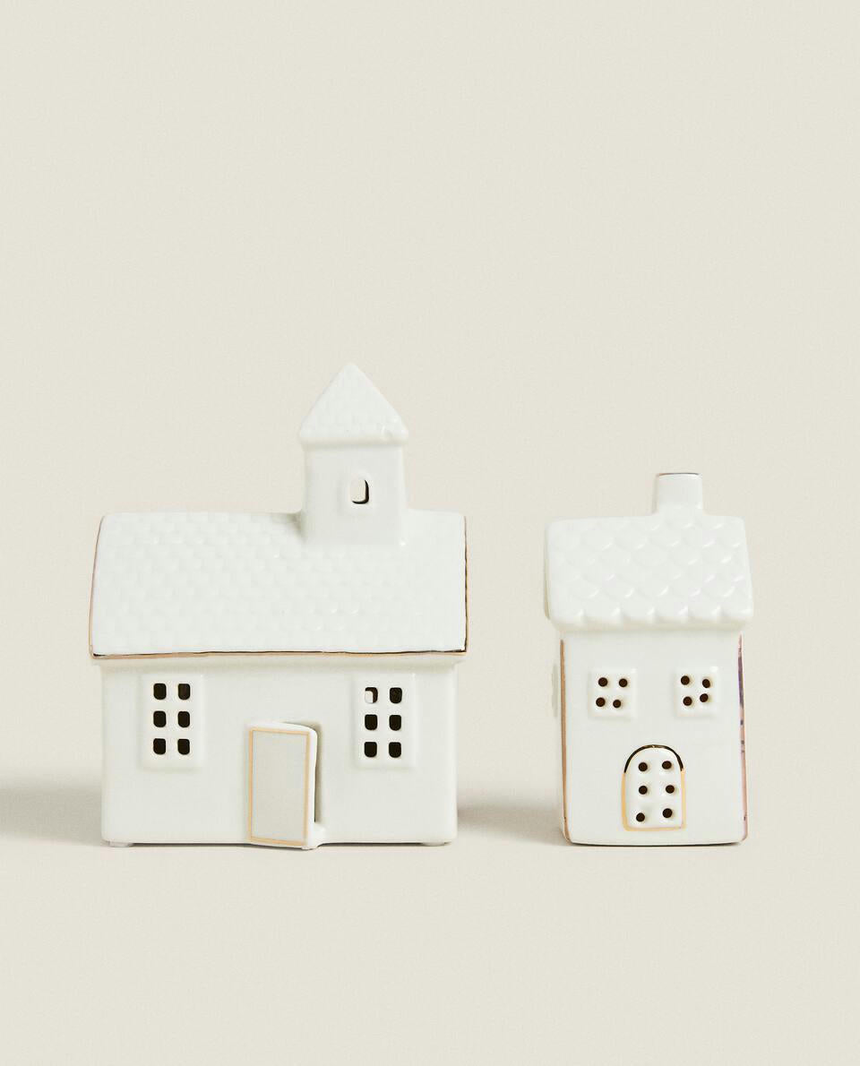 CERAMIC CHRISTMAS HOUSE DECORATION WITH LIGHT