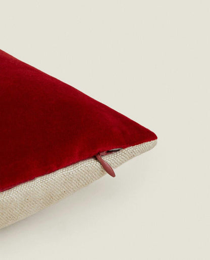 LINEN AND VELVET CUSHION COVER