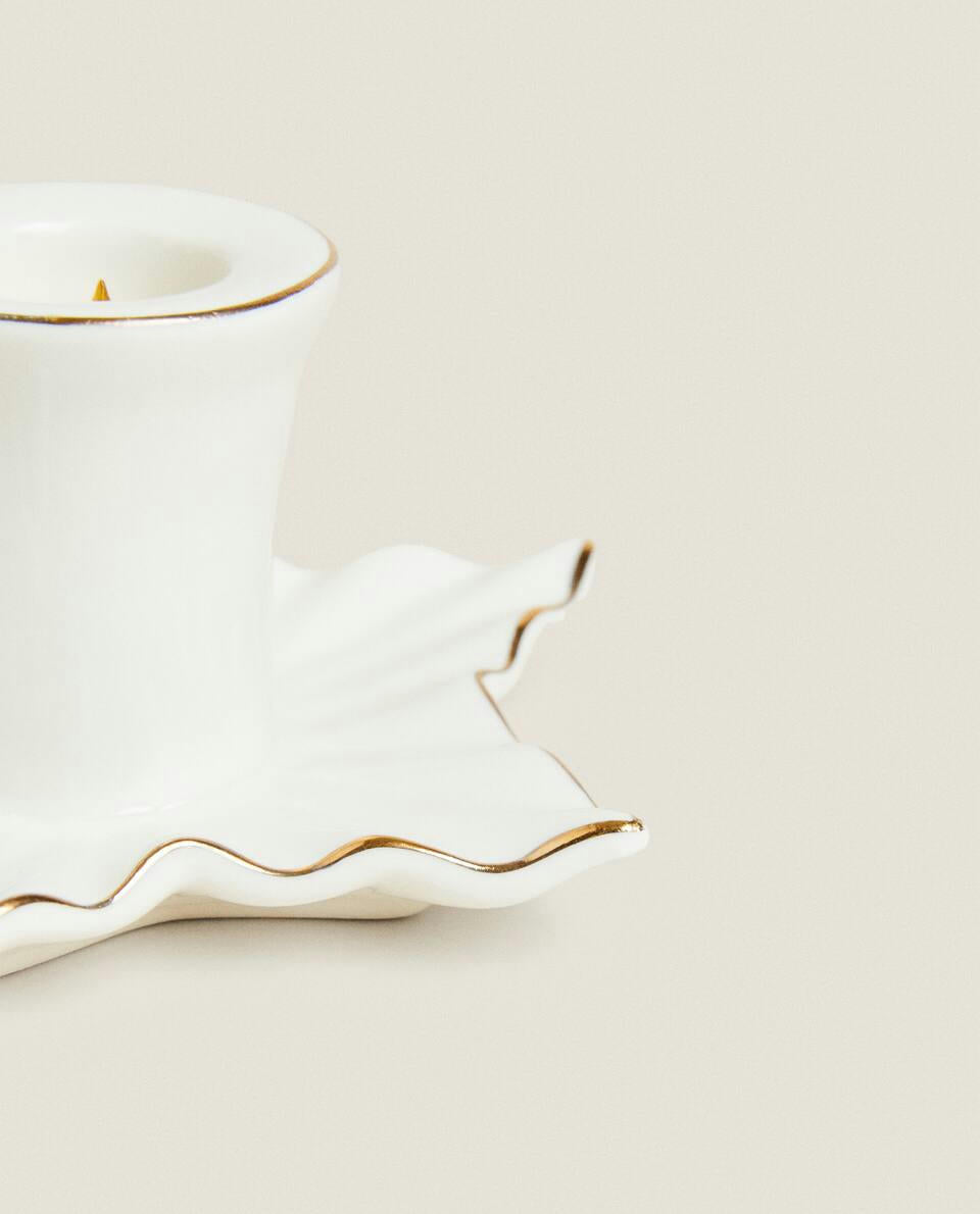 CHRISTMAS LEAF CANDLEHOLDER WITH RIM