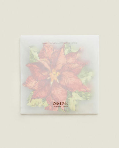 PACK OF CHRISTMAS POINSETTIA PAPER NAPKINS (PACK OF 20)