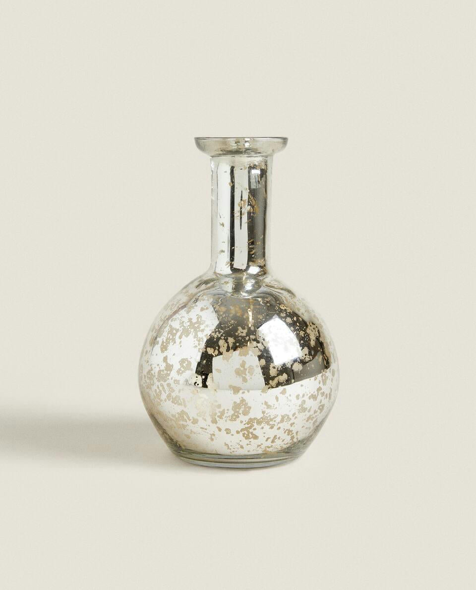 CHRISTMAS MERCURISED GLASS VASE