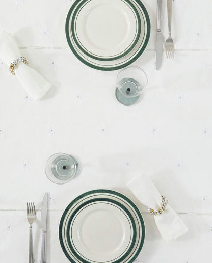 EMBROIDERED COTTON CHRISTMAS TABLECLOTH WITH FRILL