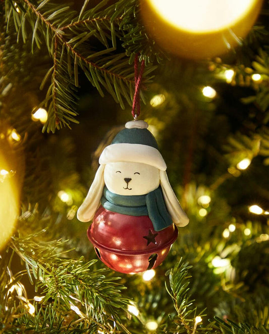 BUNNY-SHAPED CHRISTMAS DECORATION WITH SLEIGH BELL