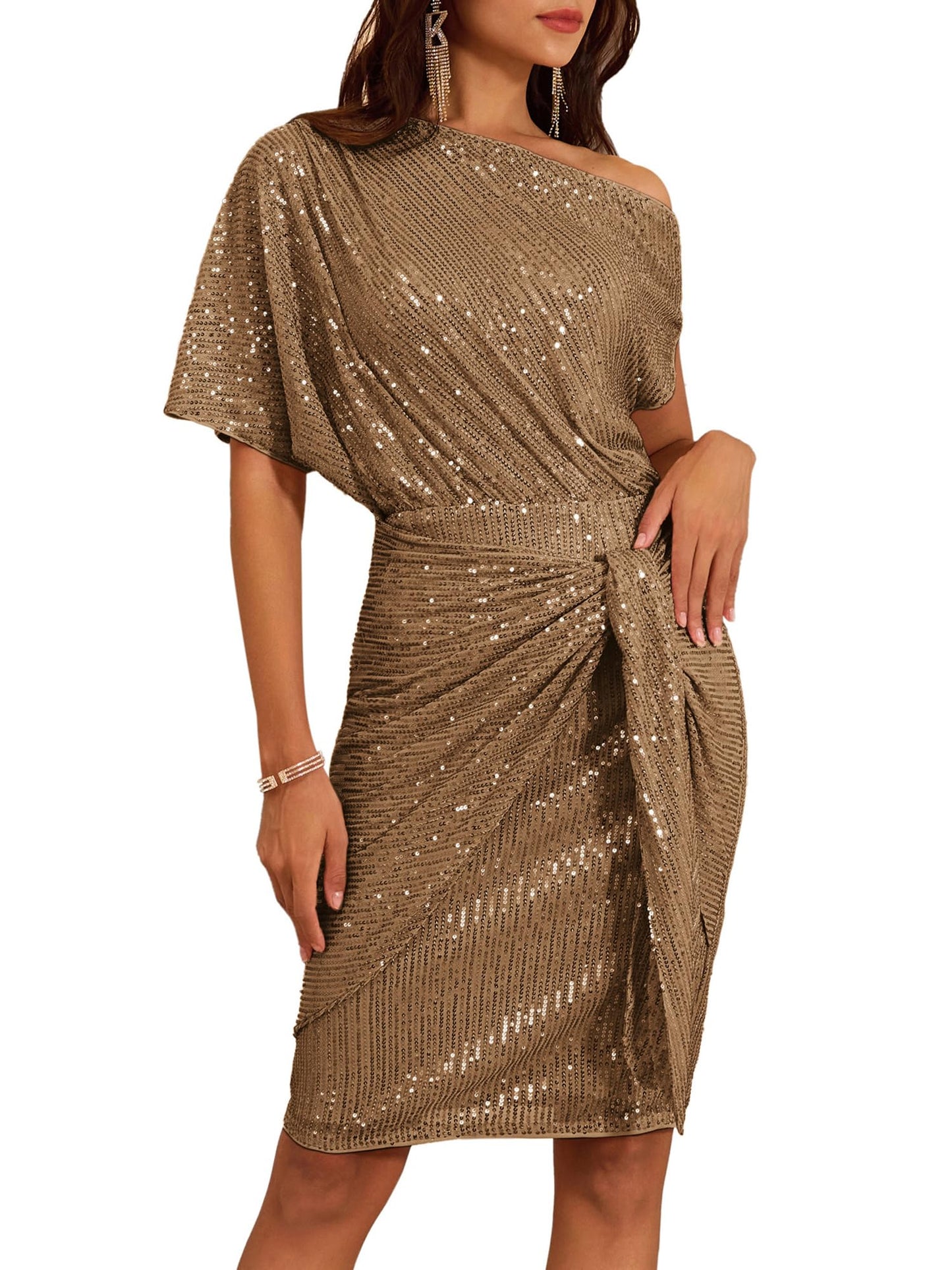 Women's Off Shoulder Sequins Bodycon Dress (Buy 2 Free Shipping)