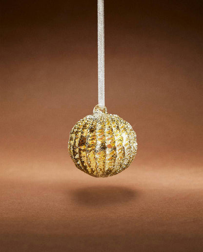 GLITTERY GLASS CHRISTMAS BAUBLE DECORATION