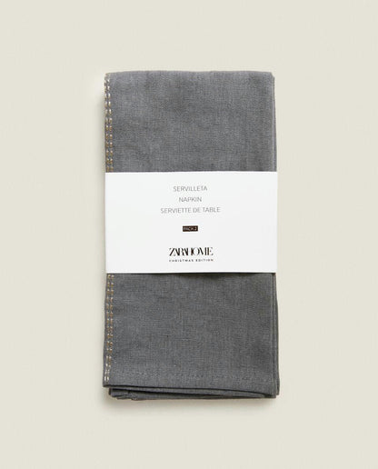 PACK OF CHRISTMAS CHAIN LINEN NAPKINS (PACK OF 2)