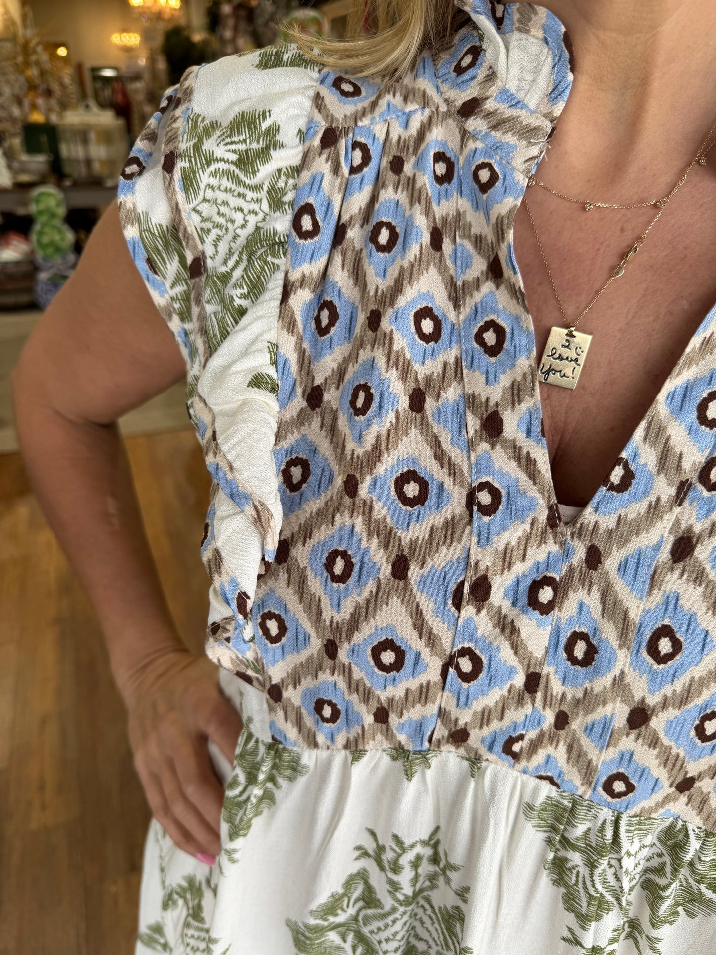 Women's Casual Printed Ruffle Sleeve Midi Dress (Buy 2 Free Shipping)