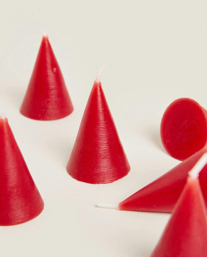 PACK OF DECORATIVE CHRISTMAS CONE CANDLES (PACK OF 6)