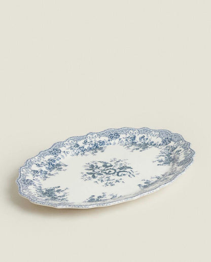 FLORAL EARTHENWARE SERVING DISH
