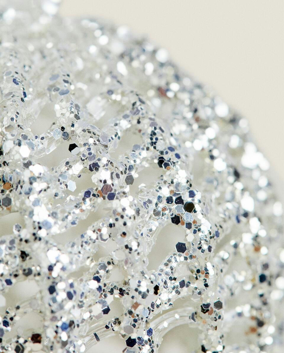 GLITTERY GLASS CHRISTMAS BAUBLE DECORATION