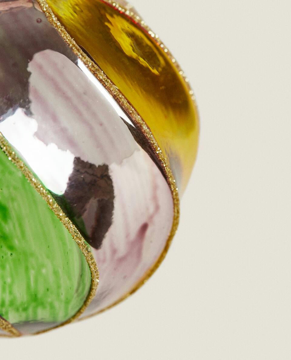 CHRISTMAS SPIRAL MULTICOLOURED BAUBLE DECORATION