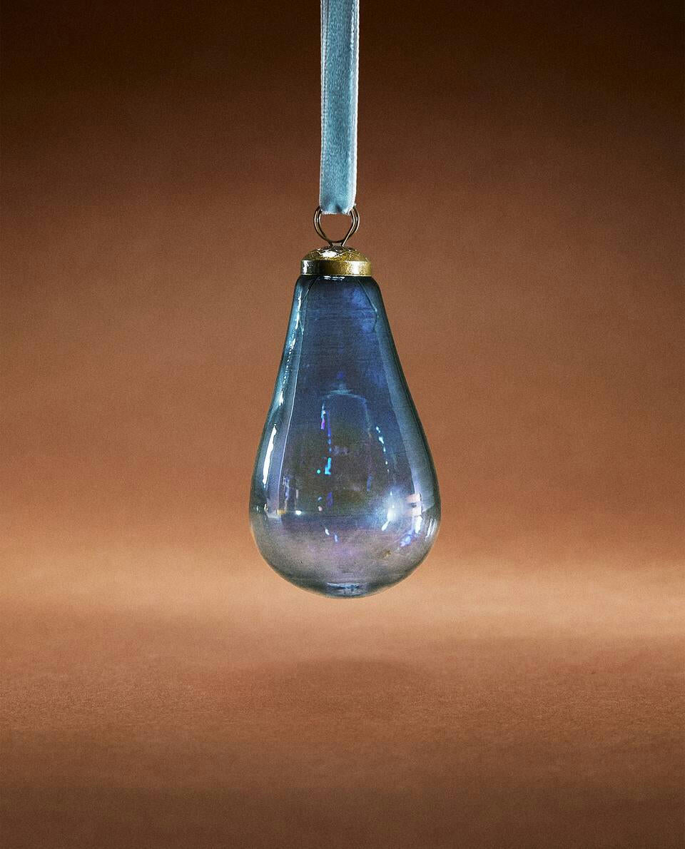 GLASS PEAR CHRISTMAS DECORATION