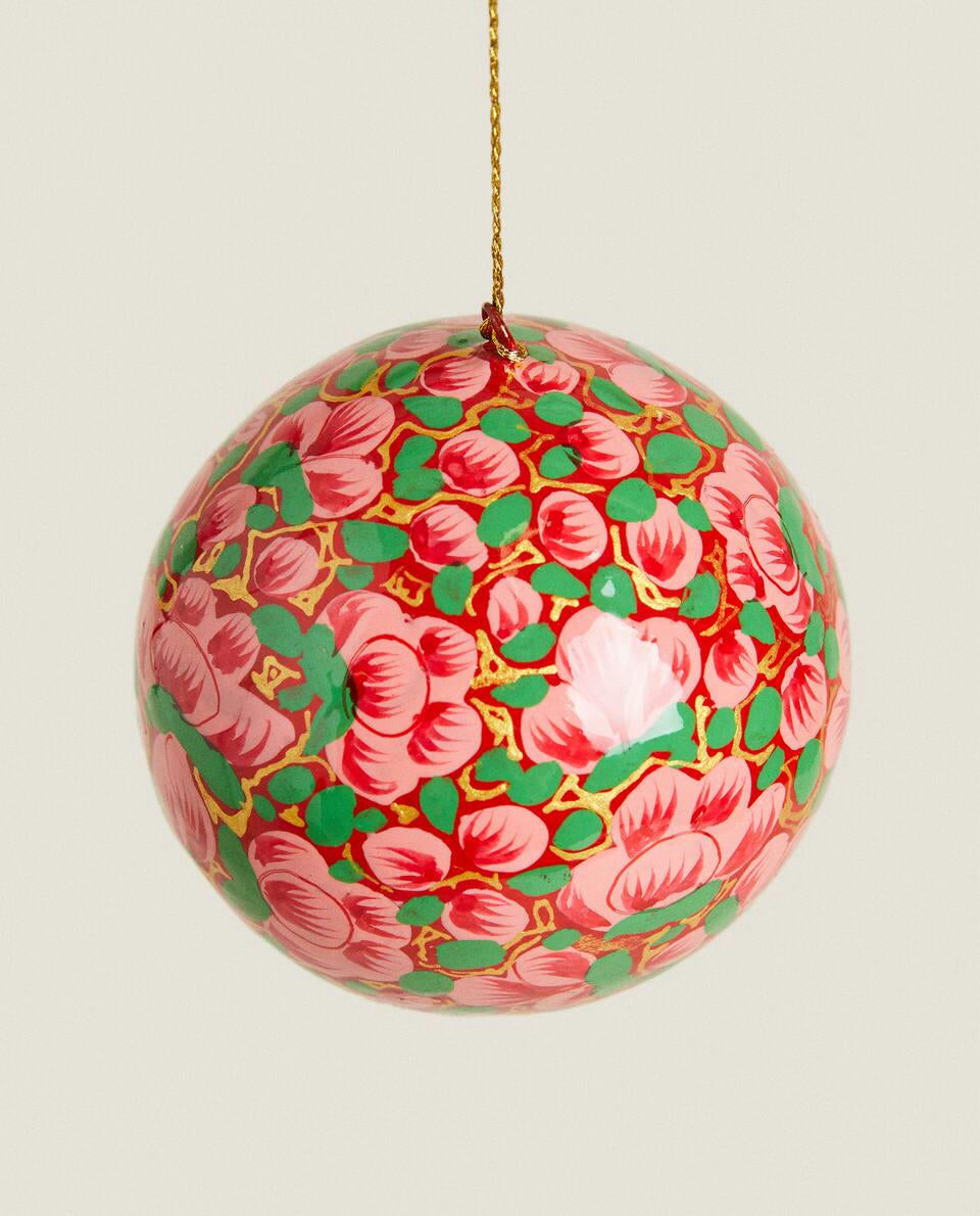 PAINTED CHRISTMAS PAPER BAUBLE DECORATION
