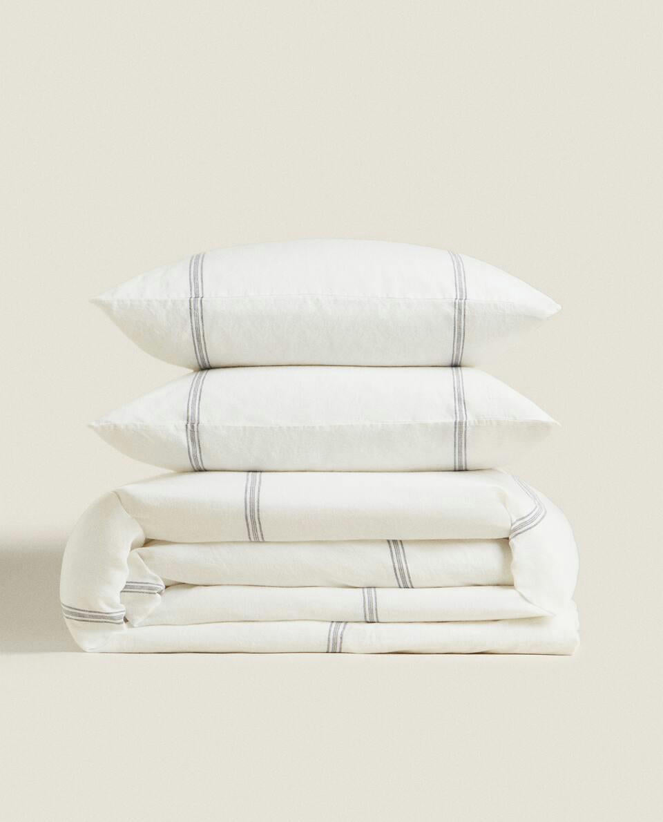 STRIPED LINEN DUVET COVER