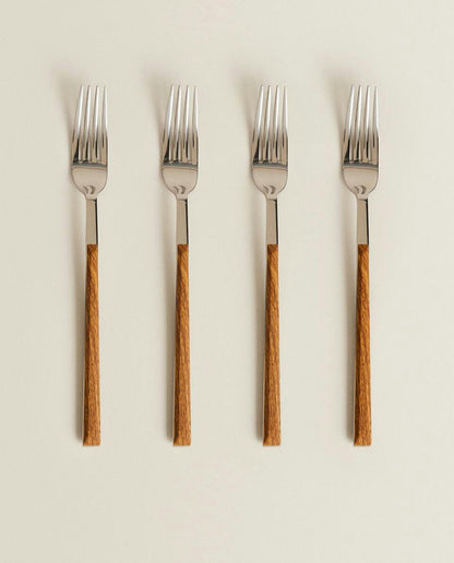 BOX 4 FORKS WITH WOOD-EFFECT HANDLES