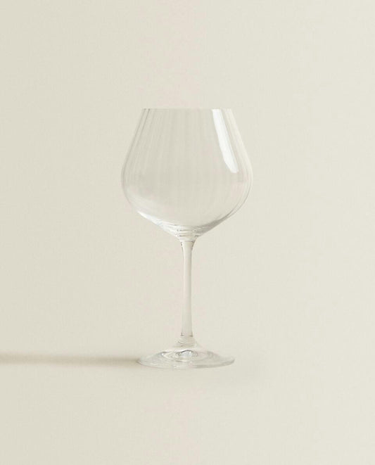 WAVY-EFFECT BOHEMIA CRYSTAL WINE GLASS