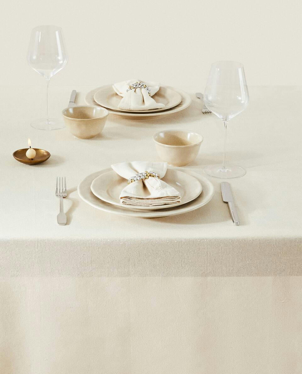CHRISTMAS GLITTERY COTTON TABLECLOTH