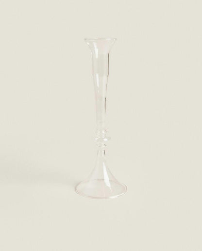 RAISED DESIGN GLASS CANDLESTICK