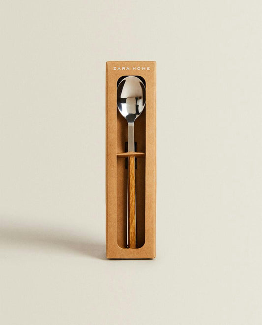 4-TEASPOON BOX WITH WOOD-EFFECT HANDLE