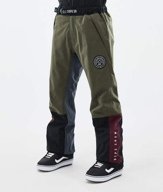 Snowboard Pants For Men OIive Green/Burgundy/Metal Blue/Black