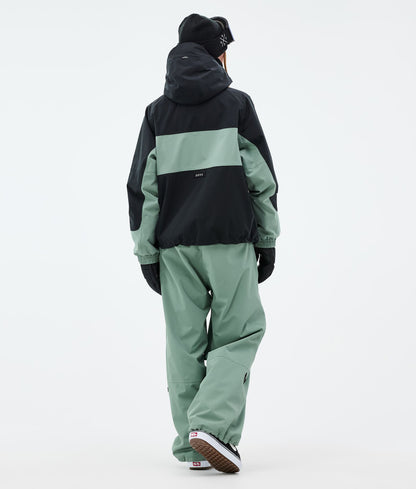 Snowboard Jacket For Women Stripe Black/Faded Green