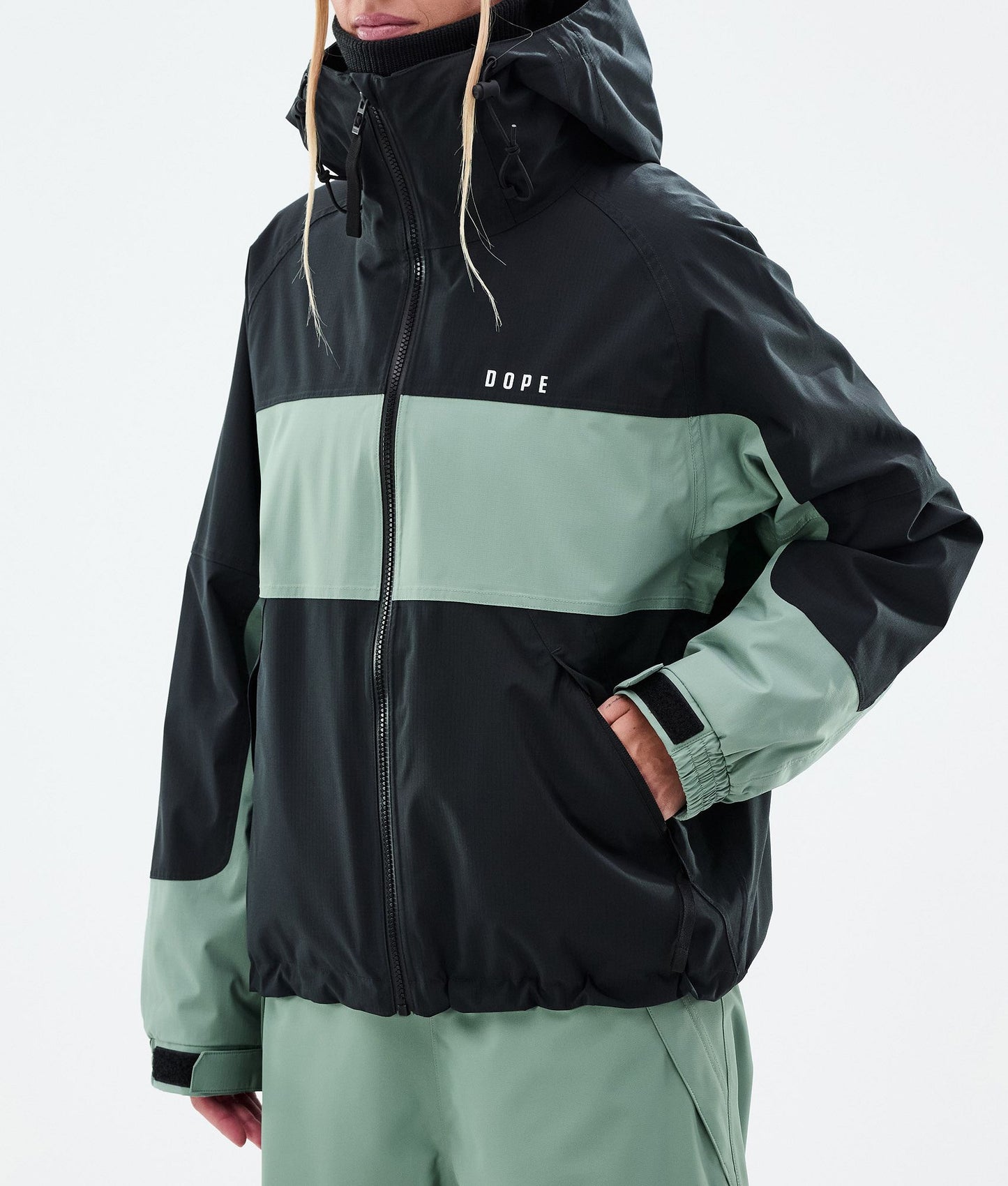Snowboard Jacket For Women Stripe Black/Faded Green