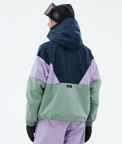 Snowboard Jacket For Women Sport Dark Blue/Faded Violet/Faded Green